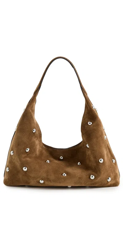 Madewell The Mylie Shoulder Bag In Studded Suede Dried Acorn In Brown