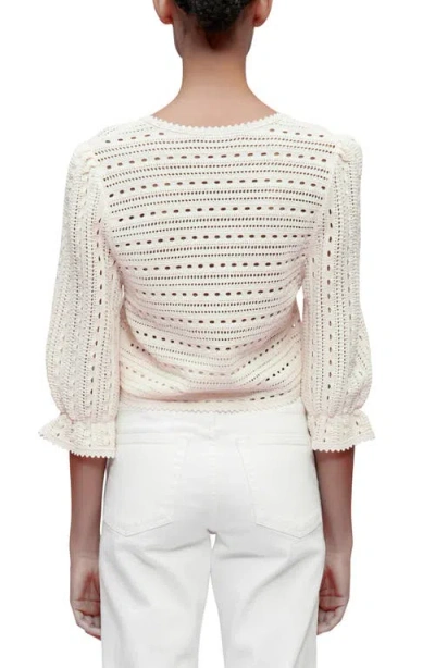 Maje Marcia Floral Appliqué Pointelle Sweater In White