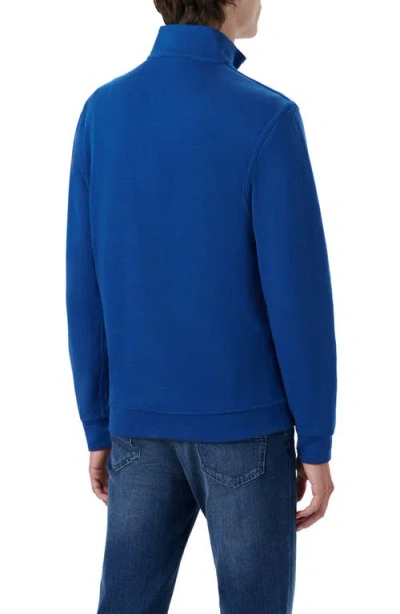 Bugatchi Reversible Knit Quarter Zip Pullover In Blue