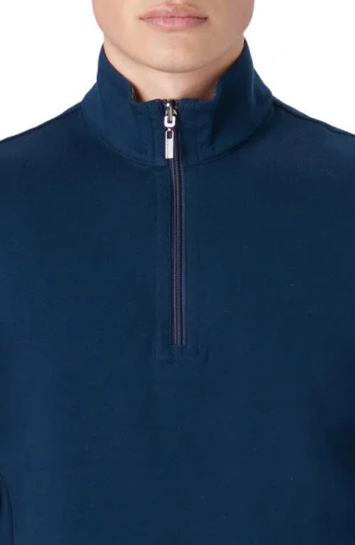 Bugatchi Reversible Knit Quarter Zip Pullover In Blue