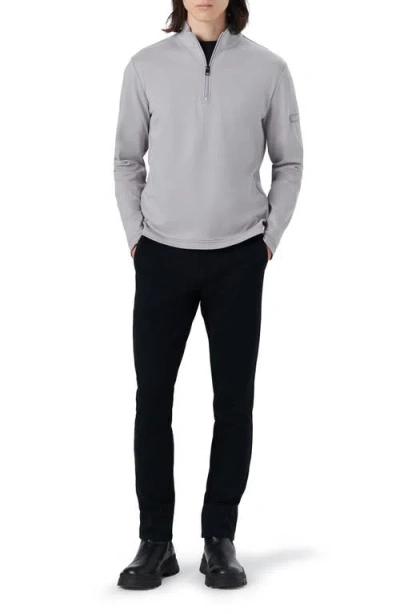 Bugatchi Cotton Quarter Zip Pullover In Gray