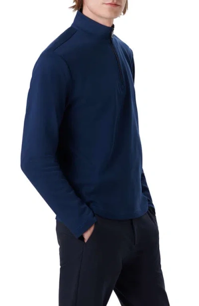 Bugatchi Cotton Quarter Zip Pullover In Blue