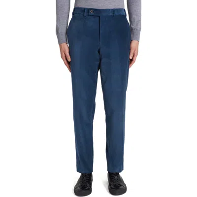 Jack Victor Sage Flat Front Stretch Corduroy Chinos In Blue