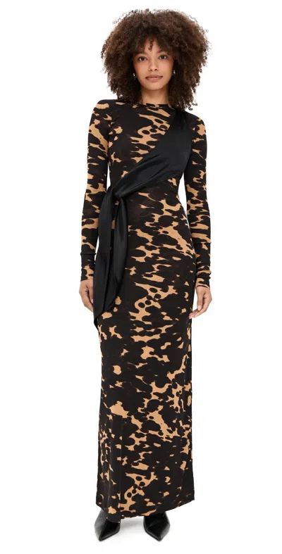 Nanushka Yura Dress Midnight Mocha Apricot/black In Multi