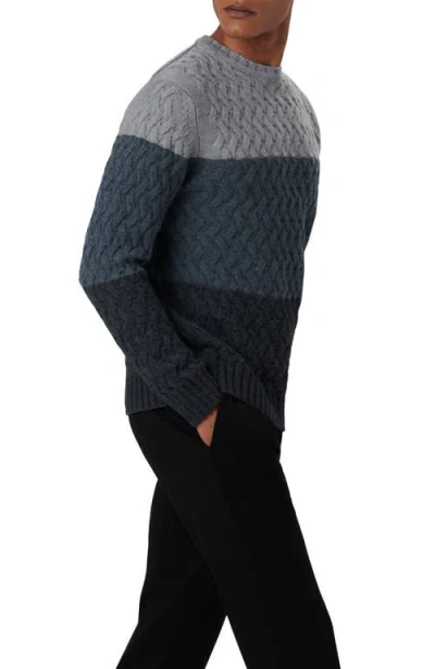 Bugatchi Color Block Merino Wool Blend Crewneck Sweater In Gray