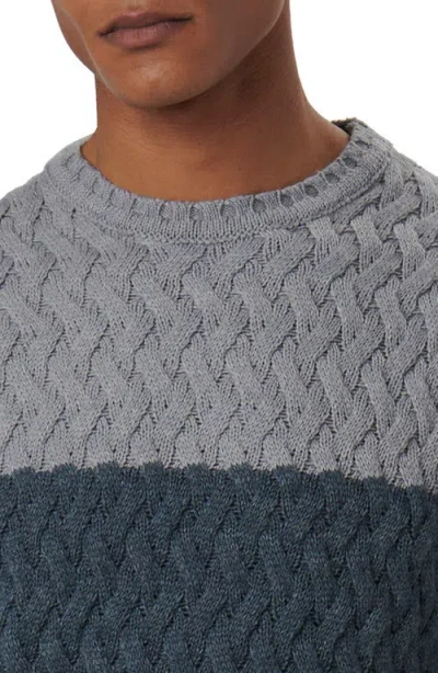 Bugatchi Color Block Merino Wool Blend Crewneck Sweater In Gray