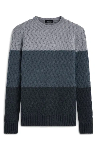 Bugatchi Color Block Merino Wool Blend Crewneck Sweater In Gray