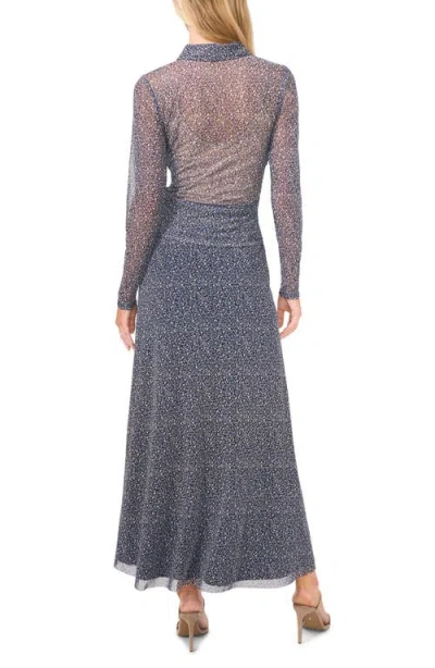 Halogen ® Print Mesh Button-up Shirt In Blue