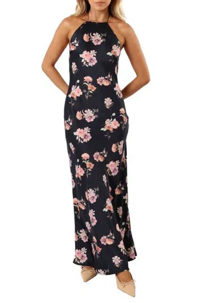 Petal And Pup Petal & Pup Hadley Floral Print Halter Dress In Black