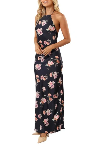 Petal And Pup Petal & Pup Hadley Floral Print Halter Dress In Black