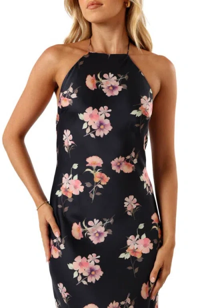 Petal And Pup Petal & Pup Hadley Floral Print Halter Dress In Black