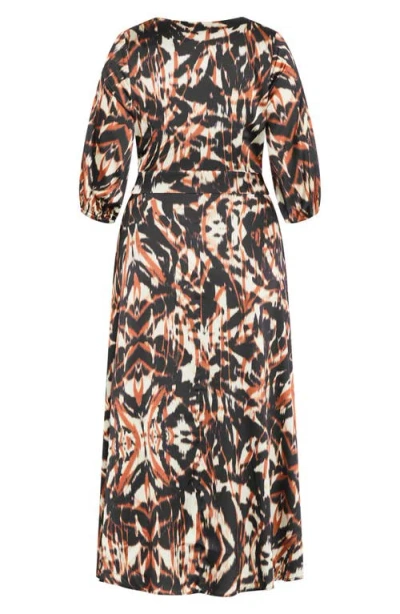 City Chic Leanna Puff Sleeve Maxi Dress In Brown