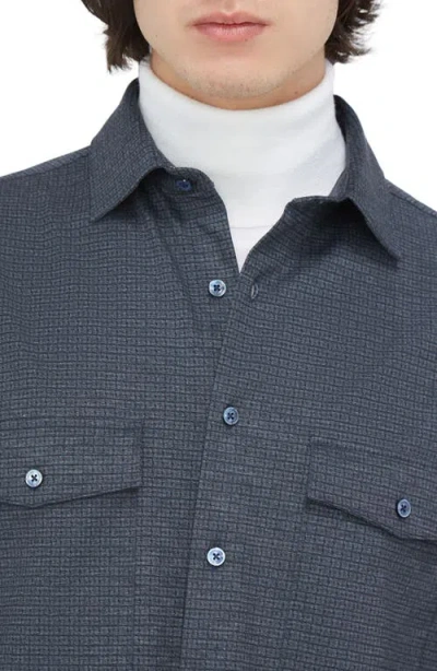 Bugatchi Check Knit Shirt Jacket In Blue