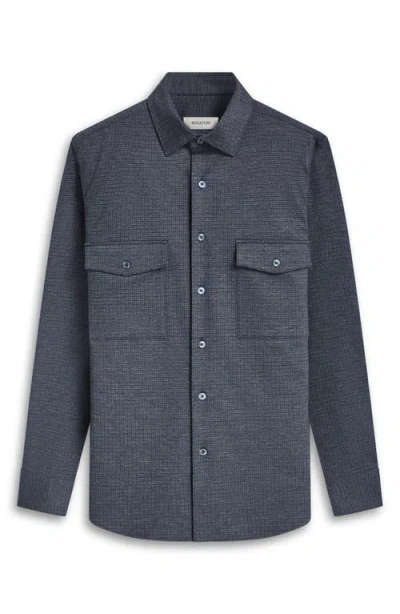 Bugatchi Check Knit Shirt Jacket In Blue