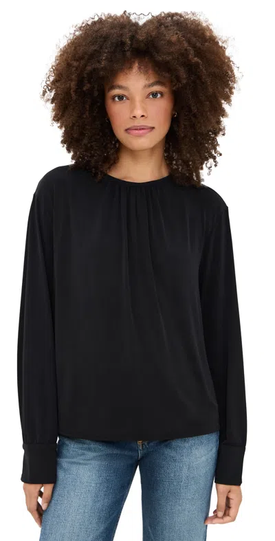 Vince Draped Long Sleeve Top In Black