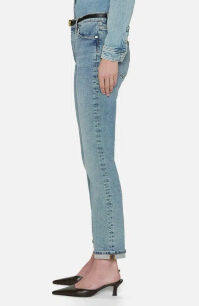 Frame The Borrowed High Rise Ankle Slim Leg Jeans In Ricochet In Blue