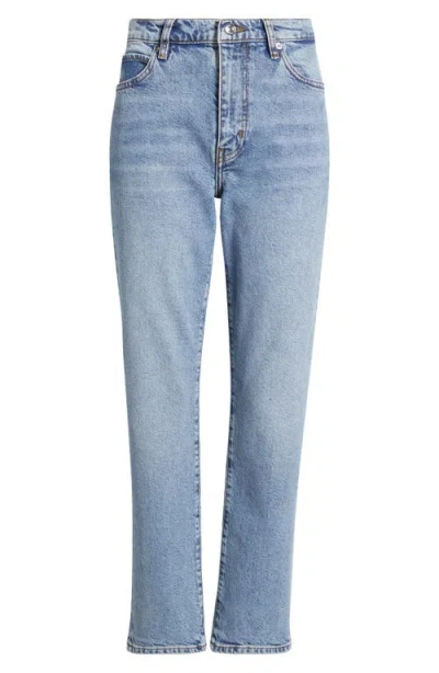Frame The Borrowed High Rise Ankle Slim Leg Jeans In Ricochet In Blue