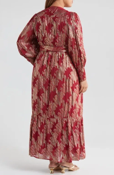 Ciebon Isa Long Sleeve Maxi Dress In Red