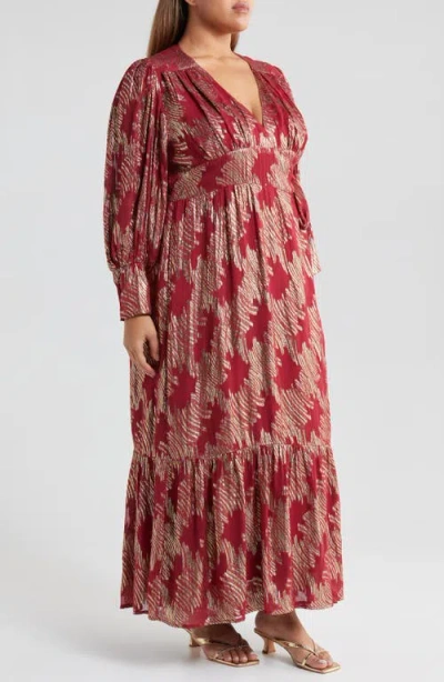 Ciebon Isa Long Sleeve Maxi Dress In Red