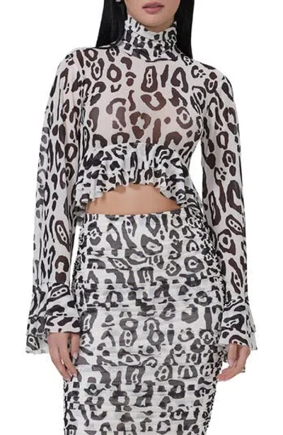 Afrm Pru Mesh High-low Crop Top In Black