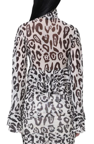 Afrm Pru Mesh High-low Crop Top In Black