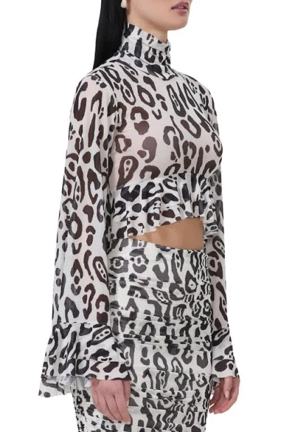 Afrm Pru Mesh High-low Crop Top In Black