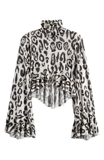 Afrm Pru Mesh High-low Crop Top In Black