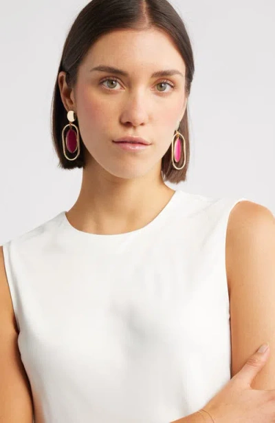 Nordstrom Framed Semiprecious Stone Oval Drop Earrings In Multi