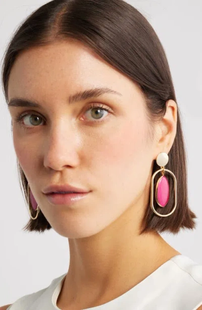 Nordstrom Framed Semiprecious Stone Oval Drop Earrings In Multi