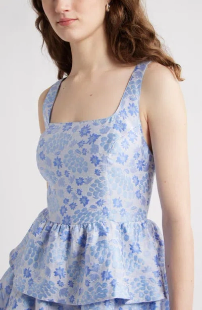 Chelsea28 Floral Brocade Tiered Minidress In Blue