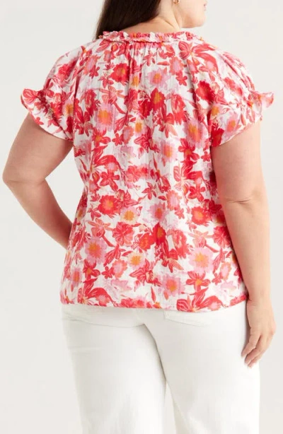 Caslon ® Ruffle Accent Cotton Gauze Top In Multi