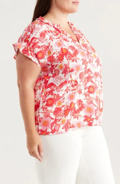 Caslon ® Ruffle Accent Cotton Gauze Top In Multi