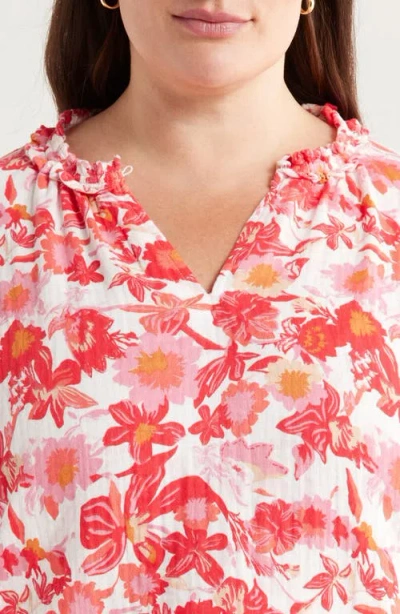 Caslon ® Ruffle Accent Cotton Gauze Top In Multi