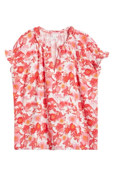 Caslon ® Ruffle Accent Cotton Gauze Top In Multi