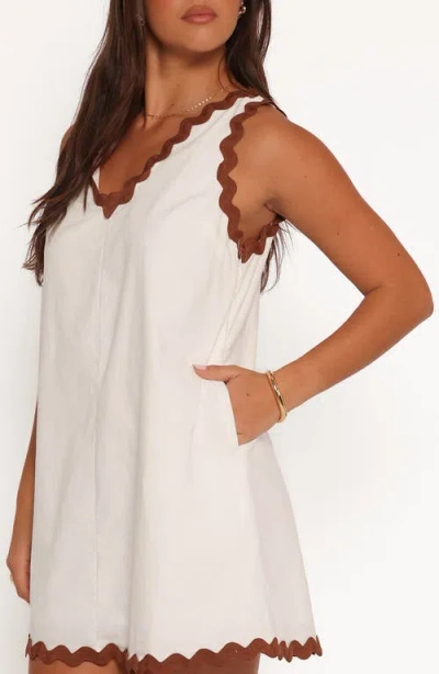 Petal And Pup Petal & Pup Calliope Rickrack Trim Cotton & Linen Minidress In White