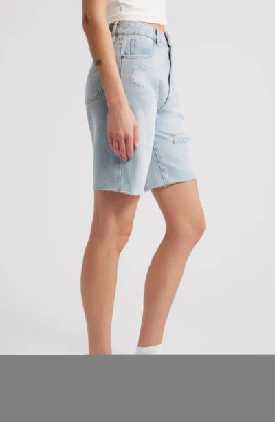 Ptcl Nola High Waist Deconstructed Cutoff Bermuda Shorts In Blue
