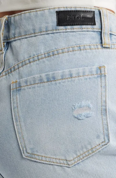 Ptcl Nola High Waist Deconstructed Cutoff Bermuda Shorts In Blue