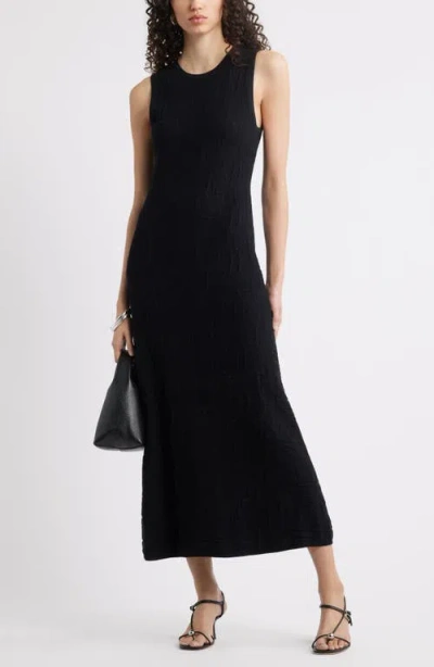 Nordstrom Pointelle Stitch Sleeveless Knit Tank Dress In Black