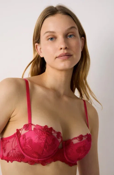 Etam Fragrance Underwire Push-up Balconette Bra In Pink