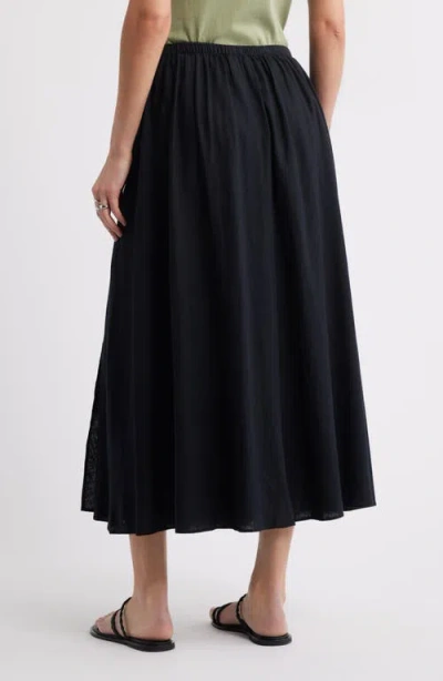 Caslon ® Waist Tie Linen Blend Skirt In Black