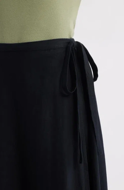 Caslon ® Waist Tie Linen Blend Skirt In Black