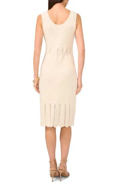 Vince Camuto Sleeveless Scallop Hem Pointelle Cotton Sweater Dress In Neutral