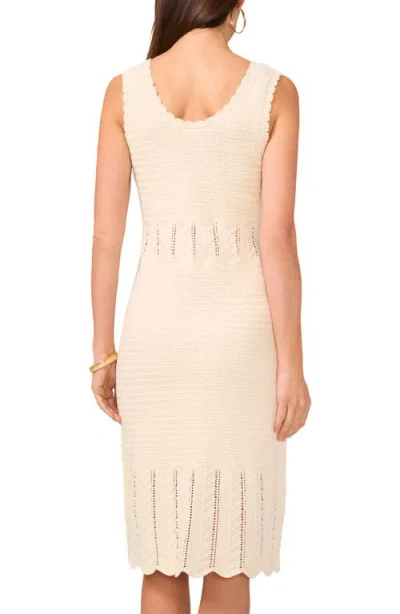 Vince Camuto Sleeveless Scallop Hem Pointelle Cotton Sweater Dress In Neutral