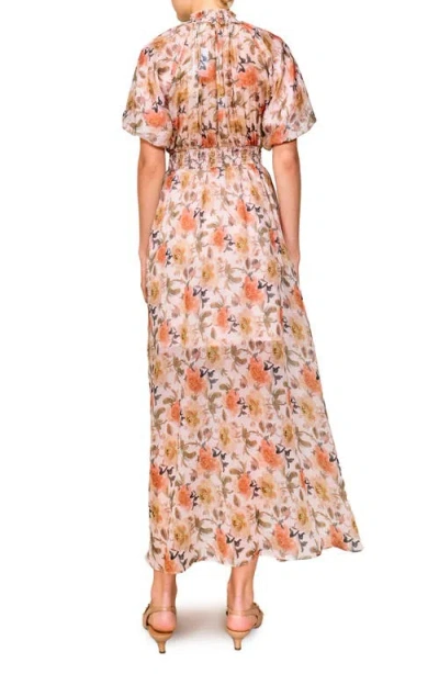 Melloday Floral Organza Maxi Dress In Orange