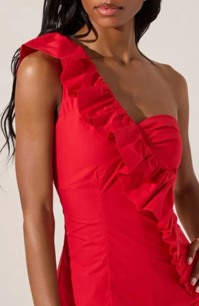 Astr The Label Asymmetric Ruffle Minidress In Red