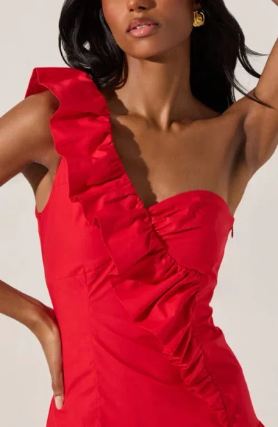 Astr The Label Asymmetric Ruffle Minidress In Red
