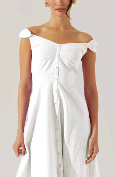 Astr The Label Charelin Off The Shoulder Linen Blend Midi Sundress In White