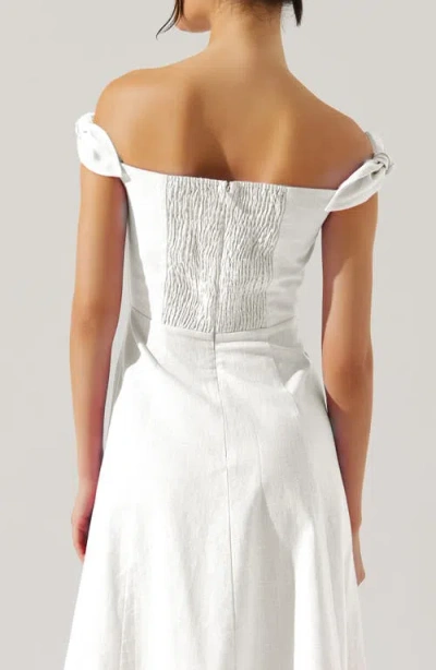 Astr The Label Charelin Off The Shoulder Linen Blend Midi Sundress In White