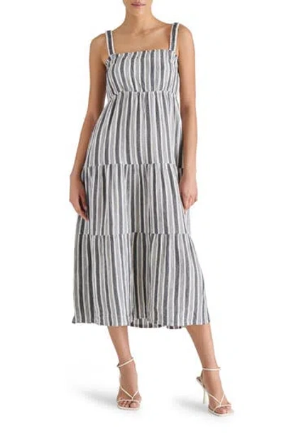 Steve Madden Alissa Stripe Tiered Cotton Gauze Midi Sundress In Multi