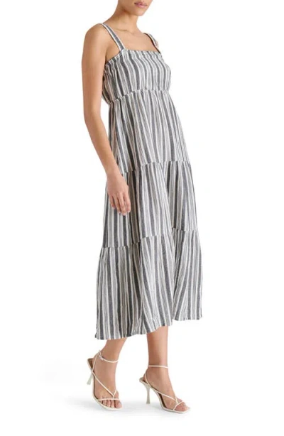 Steve Madden Alissa Stripe Tiered Cotton Gauze Midi Sundress In Multi